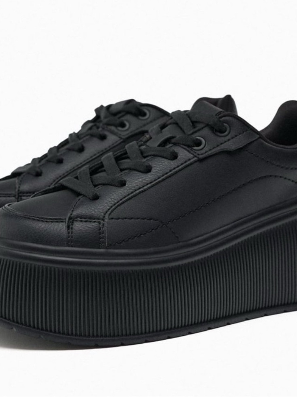 Women's Black Platform Lace-Up Sneakers Zara size 38